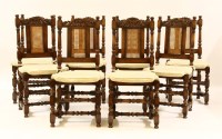 Lot 484 - Eight 17th Century style oak dining chairs