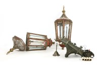 Lot 259 - A pair of red and gilt heightened hanging lanterns