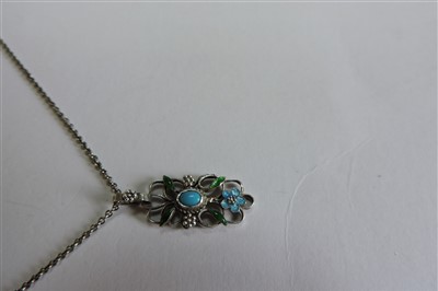 Lot 137 - An Arts and Crafts silver and enamelled pendant