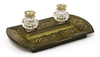 Lot 100 - An ebony and cut brass boulle encrier