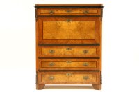 Lot 441 - A 19th Century walnut and ebony strung secretaire abbatant