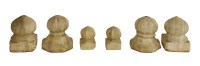 Lot 765 - Three pairs of Indian turned and carved marble finials