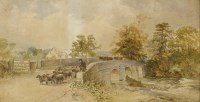 Lot 648 - William Henry Pigott (1810-1901)
'HATHERSAGE' - A RIVER LANDSCAPE WITH DROVERS