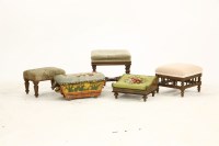 Lot 390 - A Victorian footstool on bobbin legs