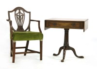 Lot 335 - Georgian style drop leaf sofa table with barrel column