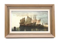 Lot 301 - M Willenich
SHIP IN A HARBOUR
oil on board
