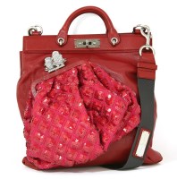 Lot 539 - A Marc Jacobs red leather messenger 'bag on bag' handbag