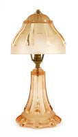 Lot 169 - An Art Deco Walther Glas pink moulded table lamp