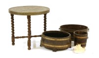 Lot 404 - Three brass bound oak planters