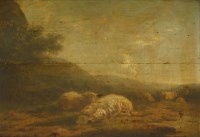Lot 682 - Follower of Eugène Joseph Verboeckhoven
SHEEP RESTING;
SHEEP BY A POOL
A pair