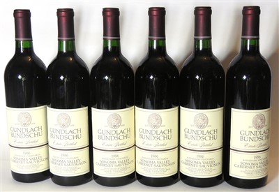 Lot 190 - Gundlach Bundschu, Sonoma Valley Cabernet Sauvignon, 1986, six bottles