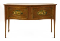 Lot 969 - A painted and inlaid serpentine serving cabinet