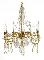 Lot 1006 - A large gilt metal and cut-glass-mounted six-light electrolier