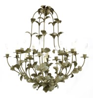 Lot 855 - A large toleware twenty-one light electrolier
