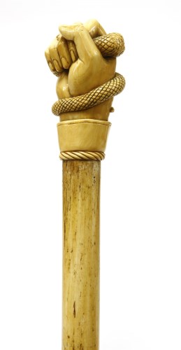 Lot 183 - A marine ivory and whalebone walking stick