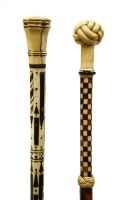 Lot 197 - Two marine ivory and whalebone walking sticks