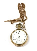 Lot 64 - A 9ct gold Albert with T-bar and swivel clip