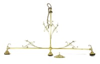 Lot 218A - A brass three light ceiling light fitting