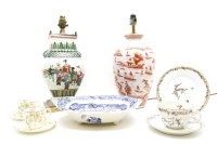 Lot 344 - A Japanese famille vert vase form table lamp