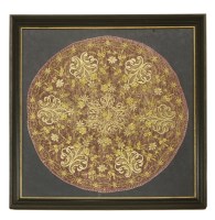Lot 743 - An Indian circular needlework panel