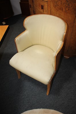 Lot 129 - A set of four Art Deco burr maple dining chairs