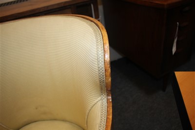 Lot 129 - A set of four Art Deco burr maple dining chairs