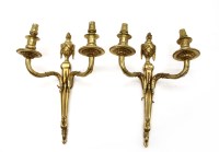 Lot 363 - Six two-branch gilt metal wall lights