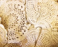 Lot 350 - Collection of table linen and a lady's beaded dress bag