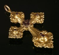 Lot 26 - A gold repoussé stylised bottony cross