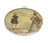 Lot 156 - A papier mache circular framed plaque