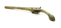Lot 309 - A 19th century Turkish brass and steel flintlock pistol