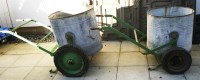 Lot 736 - Two vintage galvanised bodgers with green painted wrought iron trollies