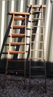 Lot 739 - Two vintage wooden fruit picker's ladders