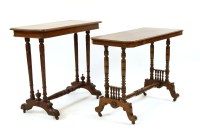 Lot 534 - A near pair of Victorian walnut stretcher tables