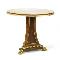 Lot 650 - A Regency style inlaid and parcel gilt circular centre table