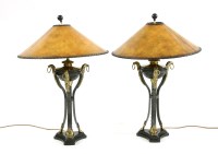 Lot 415 - A pair of Empire style bronze table lamps
