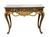Lot 672 - A marble topped parcel gilt mahogany console table