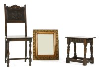 Lot 628 - A 19th century Jacobean style oak stool