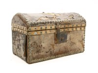 Lot 368A - An 18th century hide and brass studded domed topped casket