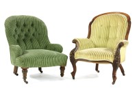 Lot 647 - A Victorian mahogany framed button back armchair
