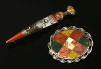 Lot 123 - A silver Victorian Scottish hardstone dirk