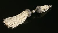 Lot 156 - A Belle Époque pearl, diamond and seed pearl tassel