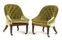 Lot 605 - A pair of early Victorian tub chairs