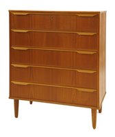 Lot 296 - A Danish five drawer teak chest