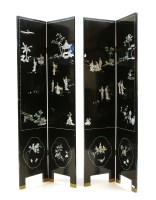 Lot 630 - A Chinese export four panel screen