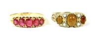 Lot 37 - An 18ct gold five stone sapphire doublet ring