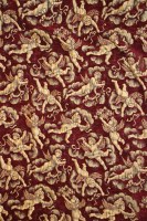 Lot 410 - A quantity of red and gold embroidered curtains