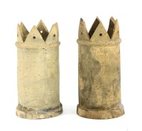 Lot 625 - A pair of reclaimed buff coloured crown top chimney pots