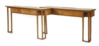 Lot 62 - A pair of Arts and Crafts laurel wood console tables