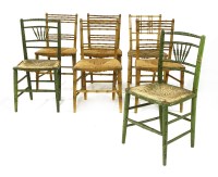 Lot 639 - A matched set of seven single imitation bamboo single chairs